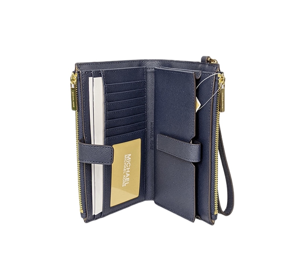 MK Double Zip Phone Case Wallet/ Wristlet (Navy Blue)