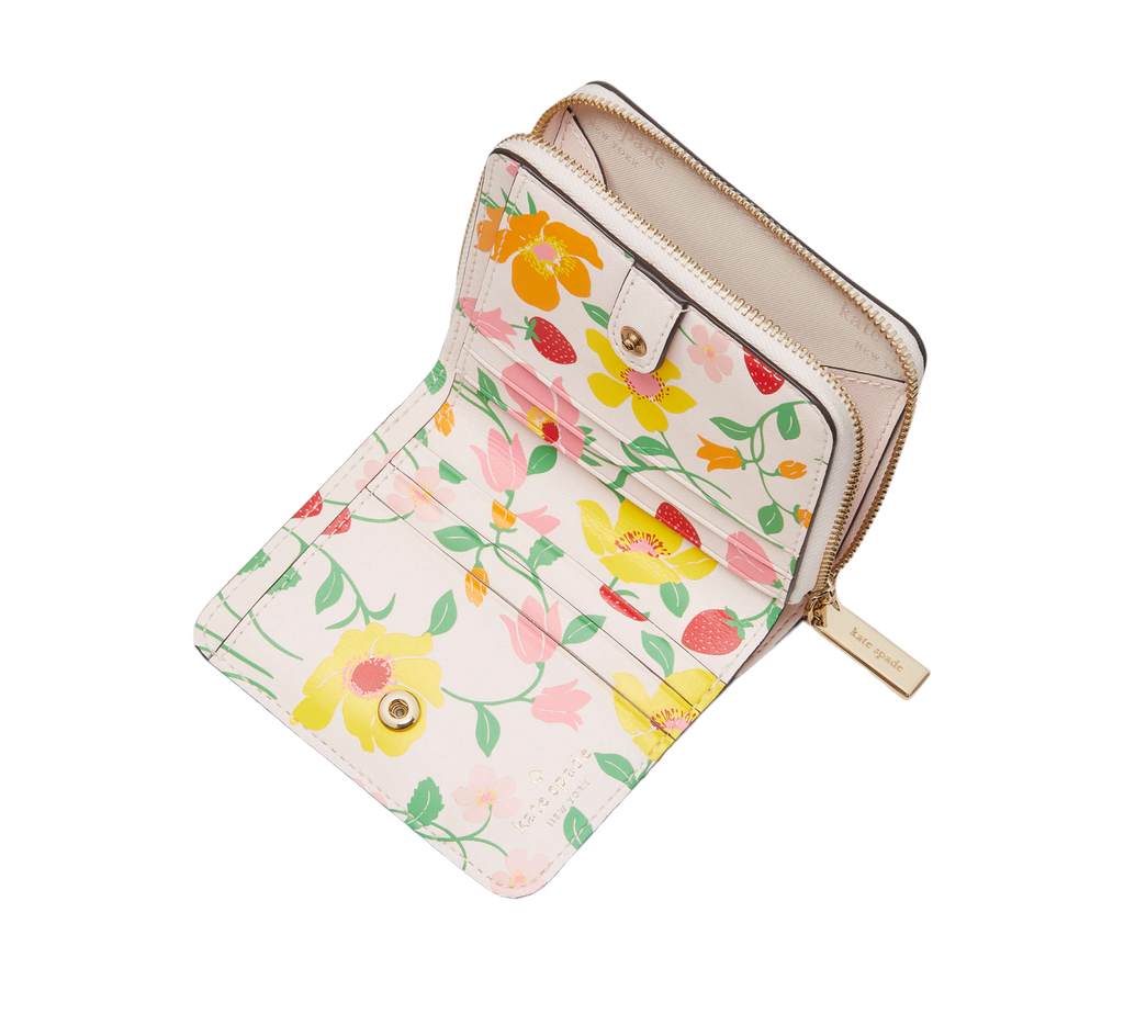 Kate Spade Boxed Madison Strawberry Garden Small Zip Around Bifold Wallet