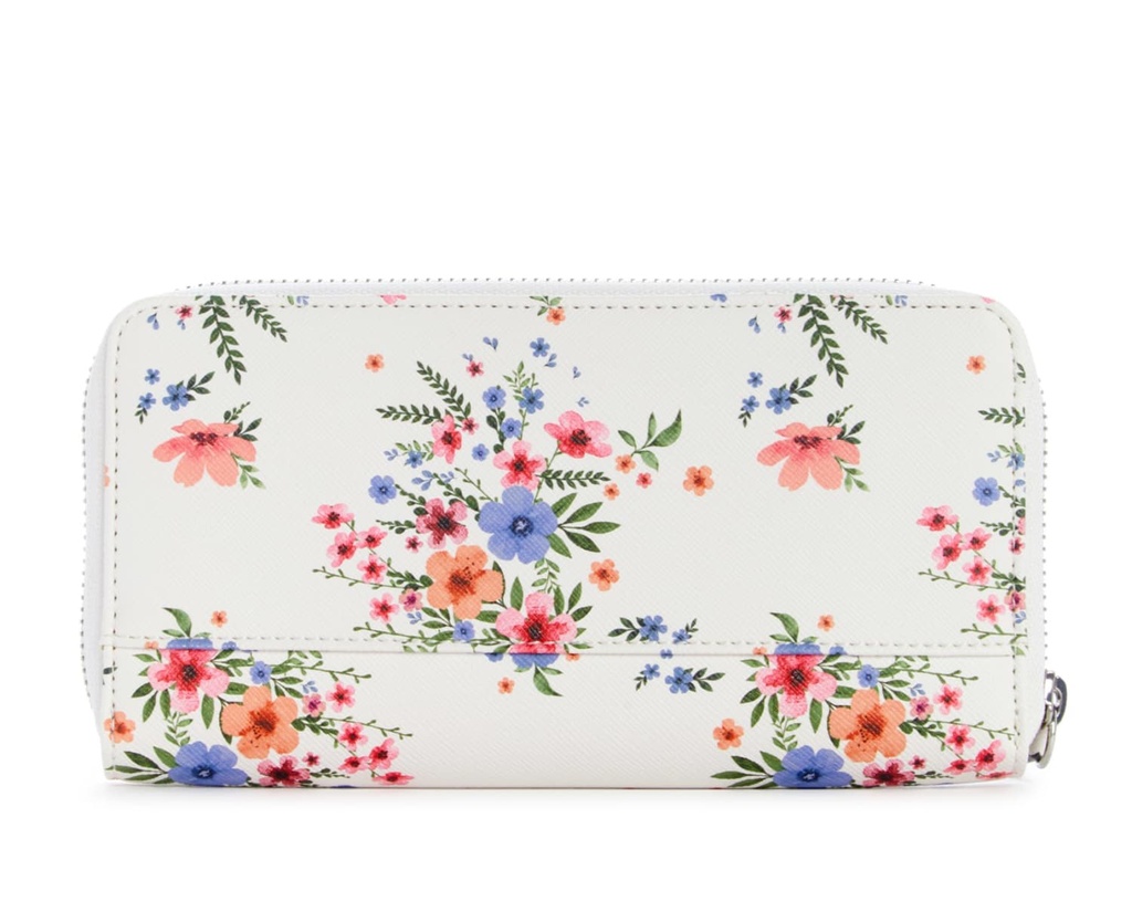 Guess Abree Logo Floral Saffiano Medium Zip-Around Wallet