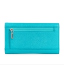 Guess Abree Logo Saffiano Slim Wallet (Deep Teal)