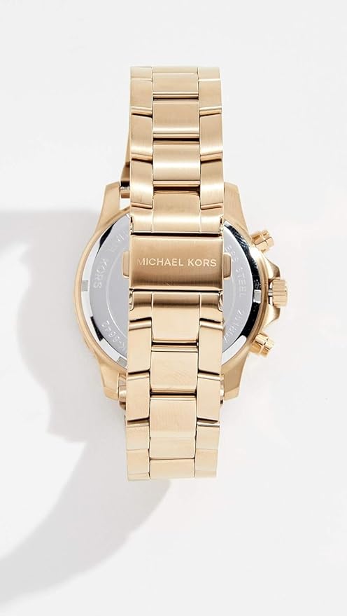 Michael Kors Analog Black Dial Men's Watch Stainless Steel Gold Strap