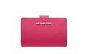 Michael Kors Small Crossgrain Leather Bi-fold Compact Wallet Electric Pink