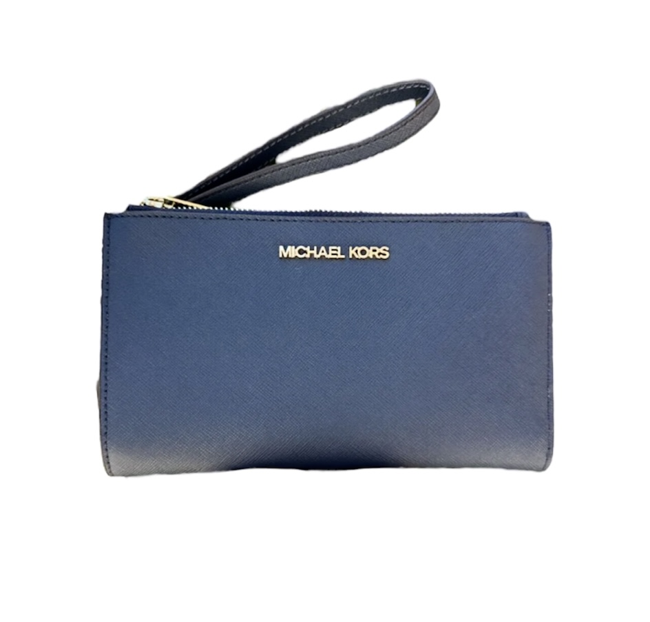MK Double Zip Phone Case Wallet/ Wristlet (Navy Blue)