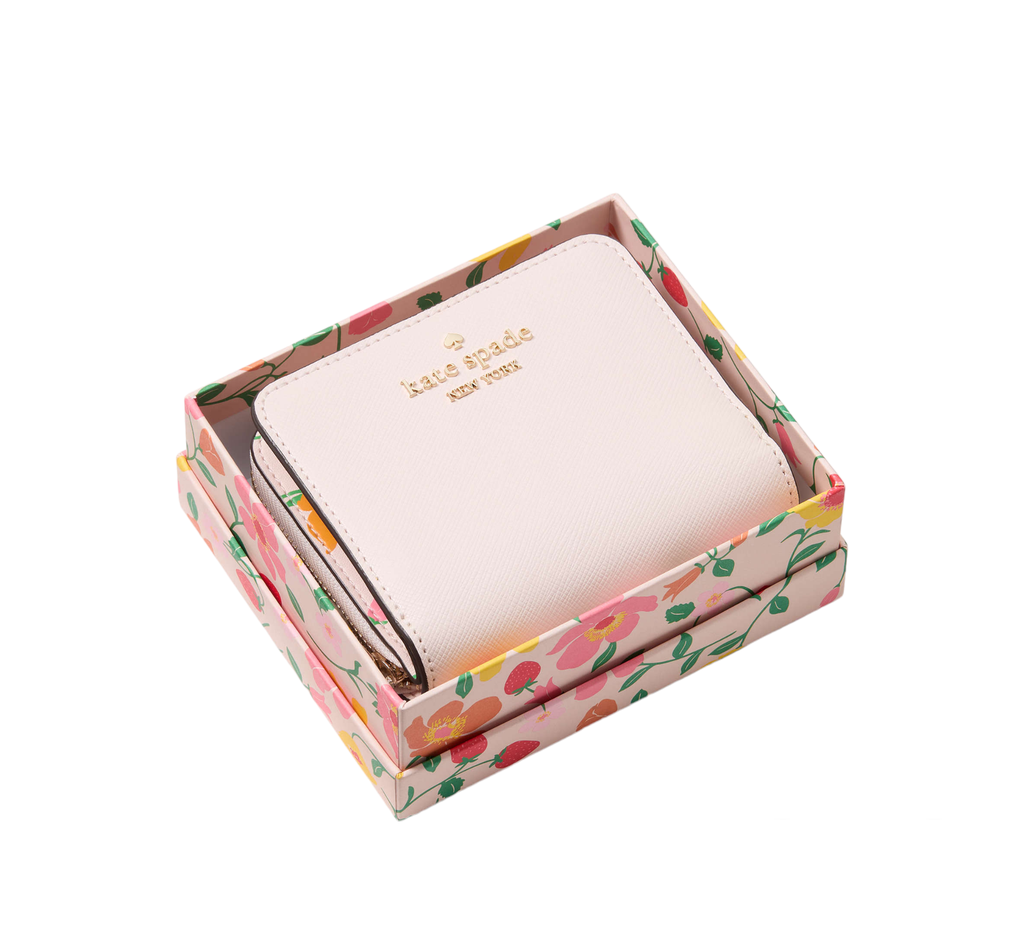 Kate Spade Boxed Madison Strawberry Garden Small Zip Around Bifold Wallet