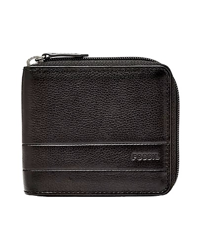 Fossil Lufkin Zip Bifold Wallet (Black)