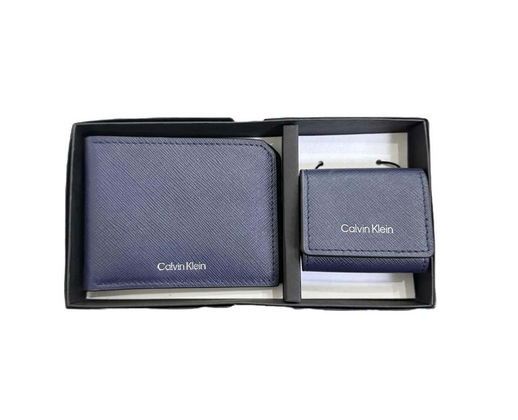 Calvin Klein Leather Bifold Wallet + Airpods Case Gift Set
