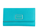 Guess Abree Logo Saffiano Slim Wallet (Deep Teal)