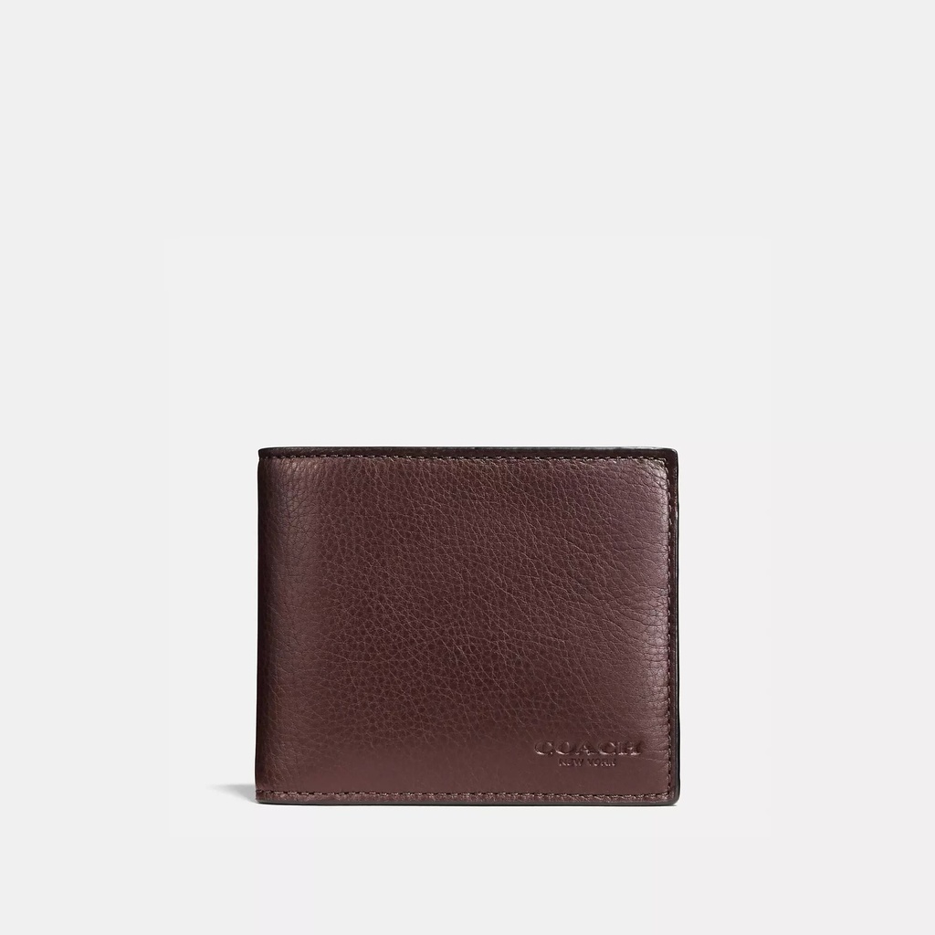 Coach Id Billfold Wallet Dark Brown
