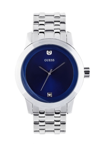 Guess Men's Blue and Silver-Tone Diamond Dress Watch