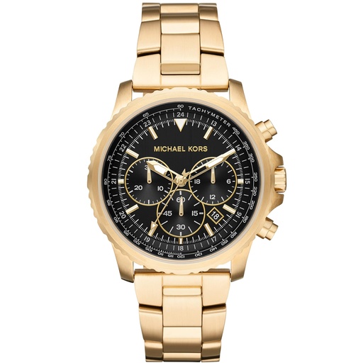 MK Analog Black Dial Men's Watch Stainless Steel Gold Strap