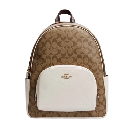 Coach (L) Court Backpack In Signature Canvas- Khaki/ Chalk