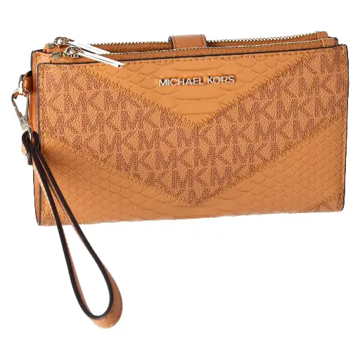 MK Jet Set Travel Large Double Zip Wallet/Wristlet (Cider Yellow )